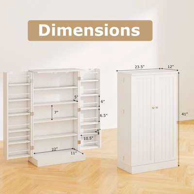 Tangkula 41" Tall Pantry Cabinet Kitchen Storage Cabinet W/ Doors & Adjustable Shelves 8 Tangkula 41" Tall Pantry Cabinet Kitchen Storage Cabinet W/ Doors & Adjustable Shelves - Image 8