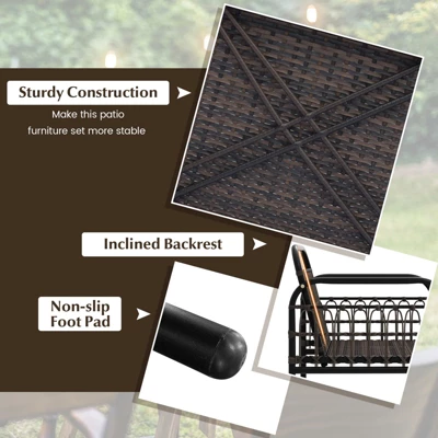 Tangkula 4PCS Furniture Set Outdoor Wicker Conversation Bistro Set W/ Soft Cushions Patio 2 Tangkula 4PCS Furniture Set Outdoor Wicker Conversation Bistro Set W/ Soft Cushions Patio - Image 2