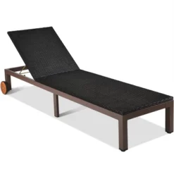 Tangkula Patio Rattan Lounge Chair Outdoor Cushioned Chaise Height Adjustable Turquoise -Tangkula Shop GUEST 380c6343 3d72 439a bea0 b778759f5855