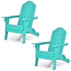 Tangkula 2PCS Folding Adirondack Chair Outdoor Adirondack Chair Weather Resistant Lounger For Backyard Porch Poolside Turquoise/Grey/White/Black -Tangkula Shop GUEST 38a750e3 08da 489a 8ea3 00987b20cf78