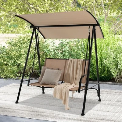 Tangkula 2-Person Patio Swing Seat Swing Bench Canopy Swing Loveseat Outdoor 1 Tangkula 2-Person Patio Swing Seat Swing Bench Canopy Swing Loveseat Outdoor