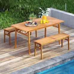 Tangkula 63" Acacia Wood Dining Table For 6 People Heavy-Duty Indoor Outdoor Wooden Table 11 Tangkula 63" Acacia Wood Dining Table For 6 People Heavy-Duty Indoor Outdoor Wooden Table -Tangkula Shop GUEST 38cccaac 0baa 4c31 93fb fef658d625be