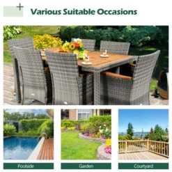 Tangkula 7PCS Patio Rattan Furniture Set Outdoor Conversation Set W/Cushions Acacia Wood Table -Tangkula Shop GUEST 38f57306 1359 406c bd31 f345ffcf815b