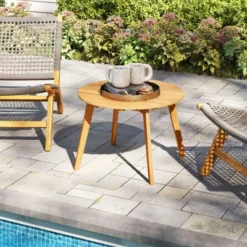Tangkula 2PCS Outdoor Acacia Wood Side Table Patio 24.5" Round End Table W/ Slatted Tabletop 11 Tangkula 2PCS Outdoor Acacia Wood Side Table Patio 24.5" Round End Table W/ Slatted Tabletop -Tangkula Shop GUEST 390fee48 bfa7 4acf 8cce f4fd8ff4b17c 1
