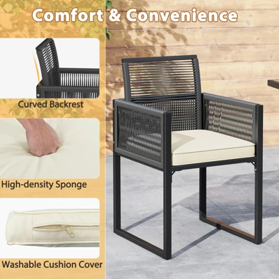 Tangkula 3-Piece Space-Saving Outdoor Wicker Bistro Set with Cushions 6 Tangkula 3-Piece Space-Saving Outdoor Wicker Bistro Set with Cushions - Image 6