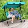Tangkula Outdoor 3-Person Canopy Swing Chair with Adjustable Sun Shade - Blue