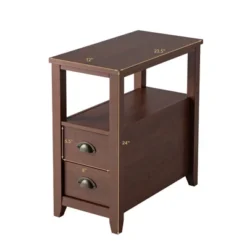 Tangkula Retro Wooden Side End Table Rectangular Nightstand With 2 Drawers And Shelf Coffee/Brown -Tangkula Shop GUEST 399956f3 0126 4536 92dc c4f16de099b5