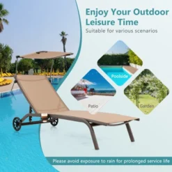 Tangkula Outdoor Chaise Lounge Chair with Adjustable Canopy & Wheels -Tangkula Shop GUEST 39bd6556 1528 4c42 aa94 0ade29a68405
