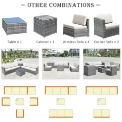 Tangkula 8-Piece Outdoor Wicker Rattan Conversation Sofa Set W/ Storage Table White/Black/Turquoise -Tangkula Shop GUEST 39c297fd 37b3 4ad0 a38e ef27031ca354