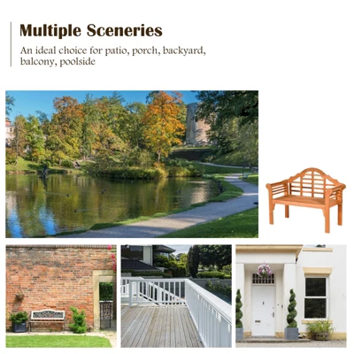 Tangkula Outdoor Wooden Folding Bench Two Person Loveseat Chair Garden Bench 3 Tangkula Outdoor Wooden Folding Bench Two Person Loveseat Chair Garden Bench - Image 3