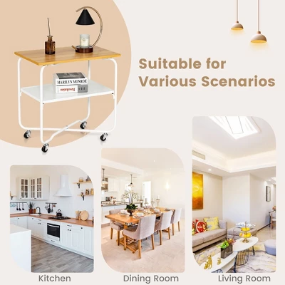 Tangkula 2-Tier Folding Rolling Cart Kitchen Utility Cart Tool-Free Installing 7 Tangkula 2-Tier Folding Rolling Cart Kitchen Utility Cart Tool-Free Installing - Image 7