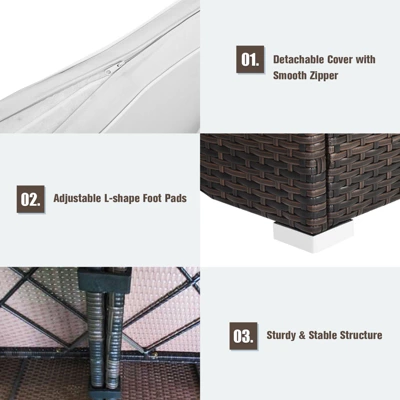 Tangkula 5-Piece Modular Rattan Patio Furniture Set with Cushioned Sofa and Coffee Table 7 Tangkula 5-Piece Modular Rattan Patio Furniture Set with Cushioned Sofa and Coffee Table - Image 7