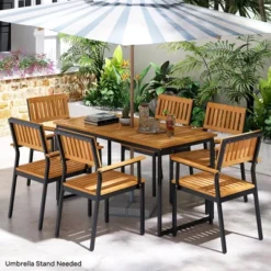 Tangkula Patio Dining Chair Set Of 4 Outdoor Chairs W/Metal And Acacia Wood Frame Armrests All-Weather Bistro Chairs -Tangkula Shop GUEST 3a5030ad d8ff 4627 ac6b c2d9017c1140
