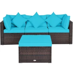 Tangkula 4-Piece Outdoor Rattan Sectional Sofa Set with Ottoman -Tangkula Shop GUEST 3a58abbf eba4 4f37 ab13 b51bd3eee42e