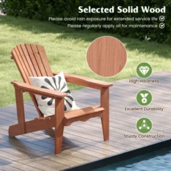 Tangkula Solid Wood Garden Chair W/ High Backrest Wide Armrests & Contoured Seat