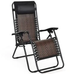 Tangkula Brown Folding Recliner Patio Rattan Zero Gravity Lounge Chair With Headrest -Tangkula Shop GUEST 3a8b933b 8653 441c ac74 b56fb38cc48a