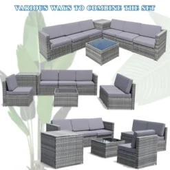 Tangkula 8-Piece Gray Rattan Sectional Patio Furniture Set with Storage Box -Tangkula Shop GUEST 3aa6d058 6599 4582 a80a 337659a48a0a