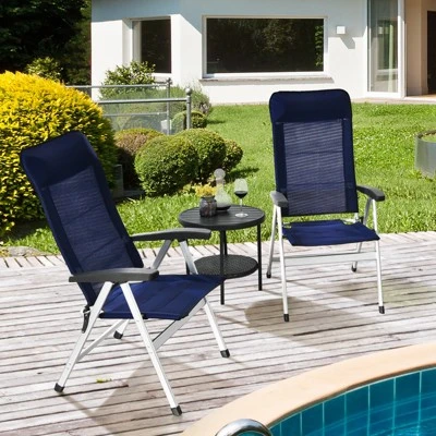 Tangkula 4PCS Outdoor Patio Folding Dining Chairs With Reclining Backrest And Headrest Navy 1 Tangkula 4PCS Outdoor Patio Folding Dining Chairs With Reclining Backrest And Headrest Navy