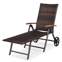 Tangkula Folding Outdoor Rattan Chaise Lounge Chair Cushioned Recliner W/ Wheels Beige -Tangkula Shop GUEST 3b2ccd68 d3be 4651 b08a 0ce83e1614e9