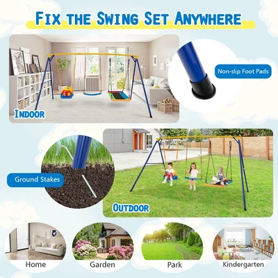 Tangkula 3-in-1 Kids Swing Set 660 LBS Carbon Steel Swing Frame W/ Belt Swing For Toddlers 6 Tangkula 3-in-1 Kids Swing Set 660 LBS Carbon Steel Swing Frame W/ Belt Swing For Toddlers - Image 6