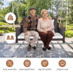 Tangkula 2-seater Hanging Swing Porch Swing PE Wicker Swing Outdoor Hanging Swing Garden Poolside -Tangkula Shop GUEST 3b329a68 3b23 45b0 a2ca b5639d68535c