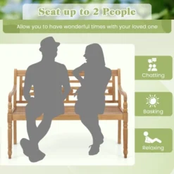 Tangkula 2-Person Garden Bench W/ Wide Backrest & Curved Armrests For Backyard -Tangkula Shop GUEST 3b888619 65e6 4047 8e14 594fce367082