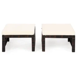 Tangkula 2 PCS Outdoor Wicker Ottoman Patio Rattan Furniture Metal Footrest Seat Square Footstool With Cushion -Tangkula Shop GUEST 3bc52757 5524 4a2e 87ea ee4b3c4793a3