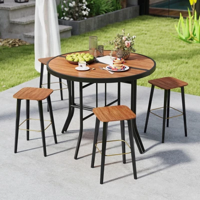 Tangkula 2-Piece Half-Round Folding Event Tables with Metal Frame - Brown 1 Tangkula 2-Piece Half-Round Folding Event Tables with Metal Frame - Brown
