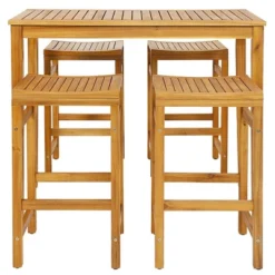Tangkula 5 Pieces Patio Acacia Wood Bar Set Outdoor Bar Height Table & Saddle Stool Chairs Set -Tangkula Shop GUEST 3c397b8d e257 4d2a 9c7f 9d00bdc02888