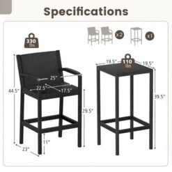 Tangkula 3 Piece Patio Bar Set Bistro Table & Chairs W/ Heavy-Duty Metal Frame -Tangkula Shop GUEST 3c92c37f 2352 489b 81c9 ab3fb57e3a4c