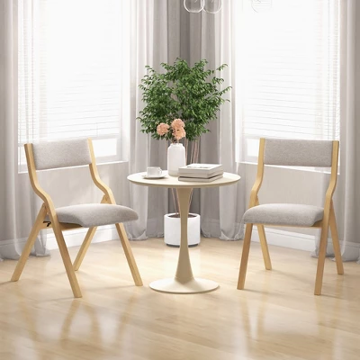Tangkula Folding Dining Chairs Set Of 4 Wooden Table Chairs W/ Padded Seat Modern Grey & Natural 2 Tangkula Folding Dining Chairs Set Of 4 Wooden Table Chairs W/ Padded Seat Modern Grey & Natural - Image 2