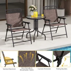 Tangkula 3-Piece Outdoor Bistro Set: Tempered Glass Table & Folding Chairs -Tangkula Shop GUEST 3d3fc3f2 7407 4414 ac11 495f8f5302a7