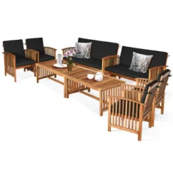 Tangkula 8PCS Wooden Patio Conversation Set Outdoor Furniture Set W/ Cushions -Tangkula Shop GUEST 3d4587fd ca07 4fe0 89b0 7705c841c674