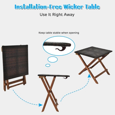 Tangkula 3PCS Chaise Lounge Set 4-Level Folding Chaise Lounge Adjustable Outdoor Beach With Wicker Side Table 7 Tangkula 3PCS Chaise Lounge Set 4-Level Folding Chaise Lounge Adjustable Outdoor Beach With Wicker Side Table - Image 7