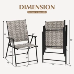 Tangkula Set Of 4 Folding Chairs W/ Armrests Metal Frame For Garden No Assembly Patio -Tangkula Shop GUEST 3d6a635d 9cd8 419a b284 eb1d952f81df