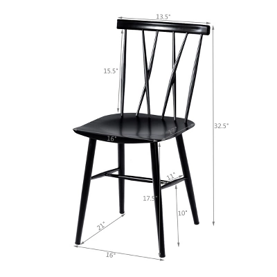 Tangkula 2 PCS Steel Chairs Dining Side Chairs Armless With High Cross Back Black 6 Tangkula 2 PCS Steel Chairs Dining Side Chairs Armless With High Cross Back Black - Image 6