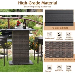 Tangkula Tangkula 5PCS Patio Bar Set Rattan Bar Furniture Set W/ Table & 4 Cushioned Stools Red -Tangkula Shop GUEST 3e14a00f f939 40d8 946b 48ed50d01d56