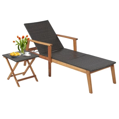 Tangkula 2-Piece Outdoor Lounge Chair and Folding Side Table Set 10 Tangkula 2-Piece Outdoor Lounge Chair and Folding Side Table Set - Image 10