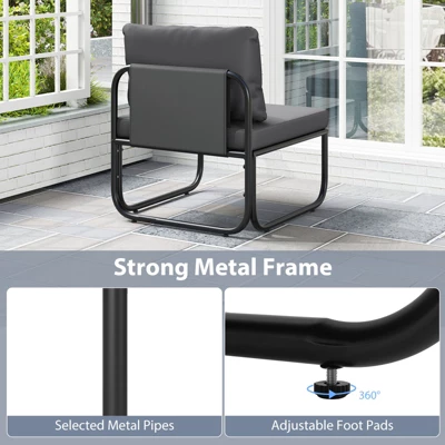 Tangkula Patio Chairs Set Of 2 W/ Removable Cushions Heavy Duty Metal Frame Poolside 6 Tangkula Patio Chairs Set Of 2 W/ Removable Cushions Heavy Duty Metal Frame Poolside - Image 6