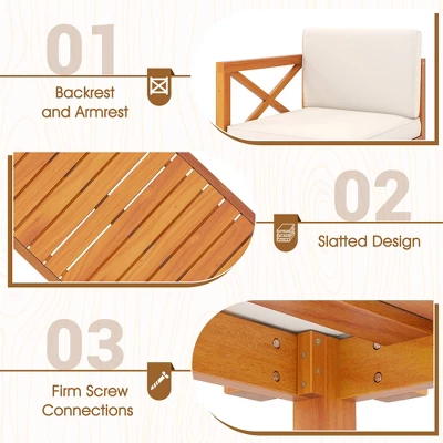 Tangkula 5 Pieces Patio Lounge Chair Set W/Ottomans Acacia Wood Patio Conversation Set W/Cushions Coffee Table Modular Outdoor Lounge Sofa Set 6 Tangkula 5 Pieces Patio Lounge Chair Set W/Ottomans Acacia Wood Patio Conversation Set W/Cushions Coffee Table Modular Outdoor Lounge Sofa Set - Image 6