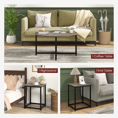 Tangkula Round Nesting Table Set Of 3 Coffee Table W/ 2 End Tables Sturdy Metal Frame 5 Tangkula Round Nesting Table Set Of 3 Coffee Table W/ 2 End Tables Sturdy Metal Frame - Image 5