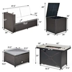 Tangkula 5PCS Patio Rattan Furniture Set Fire Pit Table W/ Cover Storage Cushion -Tangkula Shop GUEST 3f8c71b8 7a4b 4649 8a78 43de0f842837