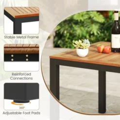 Tangkula Patio Dining Table For 8 79" Large Rectangle Table W/ Acacia Wood Tabletop -Tangkula Shop GUEST 3fa34d21 cbc1 49eb b0ae 625666b8cb23