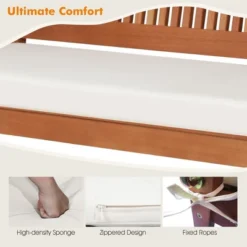 Tangkula 2-Seat Patio Hanging Wooden Porch Swing Bench with Soft Cushion -Tangkula Shop GUEST 3fe960b4 306f 4843 bc87 4355ebe0885d