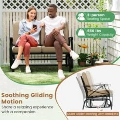 Tangkula 2-Person Outdoor Glider Rocking Chair Loveseat with Extra Thick Cushions -Tangkula Shop GUEST 3fea7d5b 27a4 41d1 9f76 421193786608