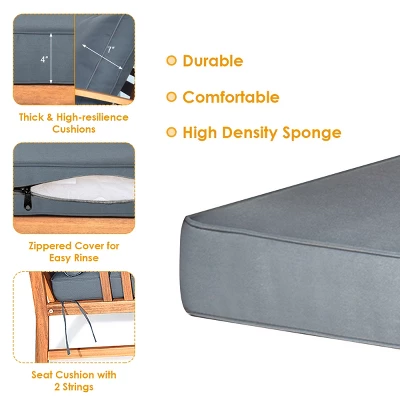 Tangkula 4pcs Wooden Patio Furniture Set Table & Sectional Sofa Garden 7 Tangkula 4pcs Wooden Patio Furniture Set Table & Sectional Sofa Garden - Image 7