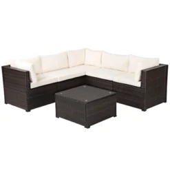 Tangkula 6 PCS Patio Rattan Furniture Set Outdoor Wicker Conversation Sofa Set W/Tempered Glass Coffee Table -Tangkula Shop GUEST 4016e06d 8b5f 4704 99e5 f79824b2e2bd