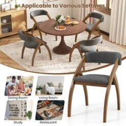 Tangkula Dining Chair Set Of 2 W/ Padded Cushion Curved Back Arched Rubber Wood Legs -Tangkula Shop GUEST 4032351b 6805 4e42 ba1e d1bbd4c551d8
