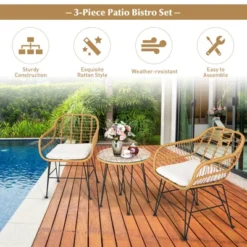 Tangkula 3 Pieces Patio Furniture Set W/Tempered Glass Coffee Table Set For Garden And Backyard White/Red/Turquoise/Grey/Black Cushions 19 Tangkula 3 Pieces Patio Furniture Set W/Tempered Glass Coffee Table Set For Garden And Backyard White/Red/Turquoise/Grey/Black Cushions -Tangkula Shop GUEST 403603c9 6f18 4729 84a7 25eda7cad0d0