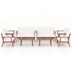 Tangkula 8PCS Conversation Set Acacia Wood Sofa Coffee Table W/ Cushioned Seat Patio -Tangkula Shop GUEST 414ff30f cb0a 4eb0 82b1 5dbdcd8db9b7